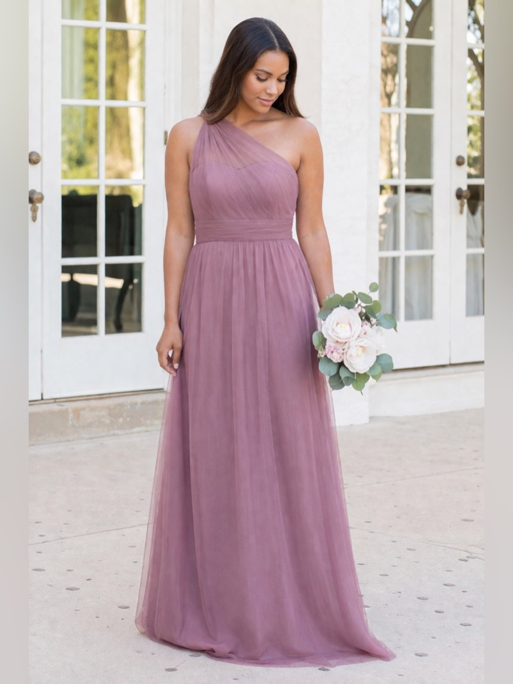 Revelry Bella One Shoulder Tulle Dress Size 4 Formal Mauve Prom Wedding Guest